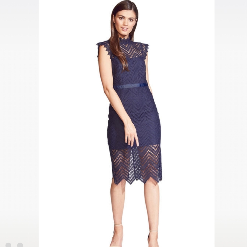 🎀Bardot Imogen Lace French Navy Dress 6 (SMALL)